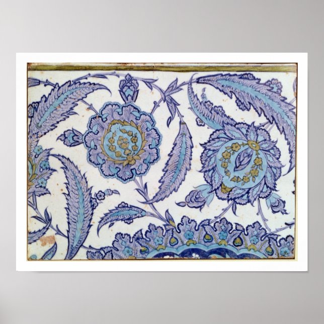 Póster Isnik earthenware tile, c.1520-50 (Frente)