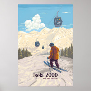 Póster Isola 2000 Alpes Marítimos Francia Estación de Esq