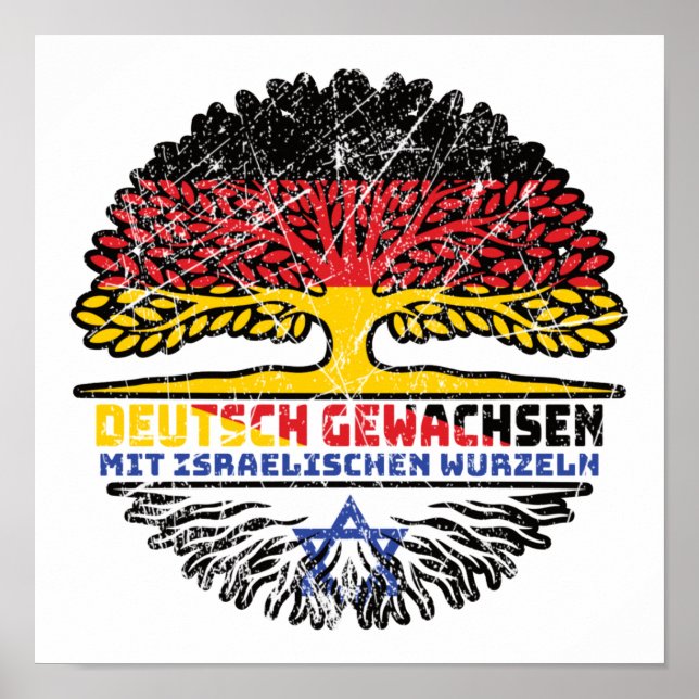 Póster Israel Israelisch Deutsch Deutschland Baum Wurzel (Frente)