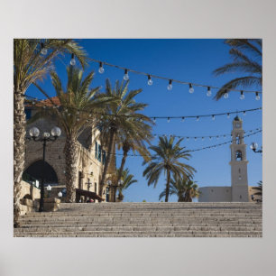 Póster Israel, Tel Aviv, Jaffa, escaleras, Old Jaffa