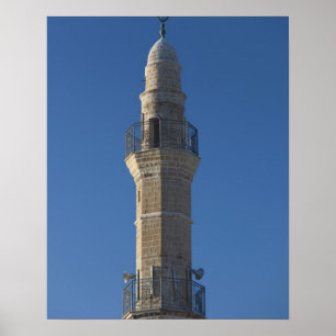 Póster Israel, Tel Aviv, Jaffa, minarete de la mezquita