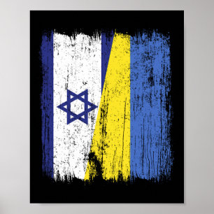 Póster Israel Ucrania Media Bandera Herencia Israelí Ucra