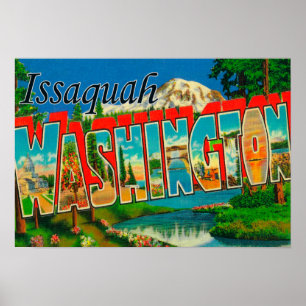 Póster Issaquah, Washington - Escenas de letras grandes