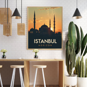 Póster Istanbul Retro Travel Bósforo Vintage