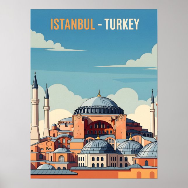 Póster Istanbul Turkey with hagia Sophia and minarets (Frente)