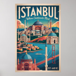 Póster Istanbul Turquía Retorno Silueta Ciudad Viaje 