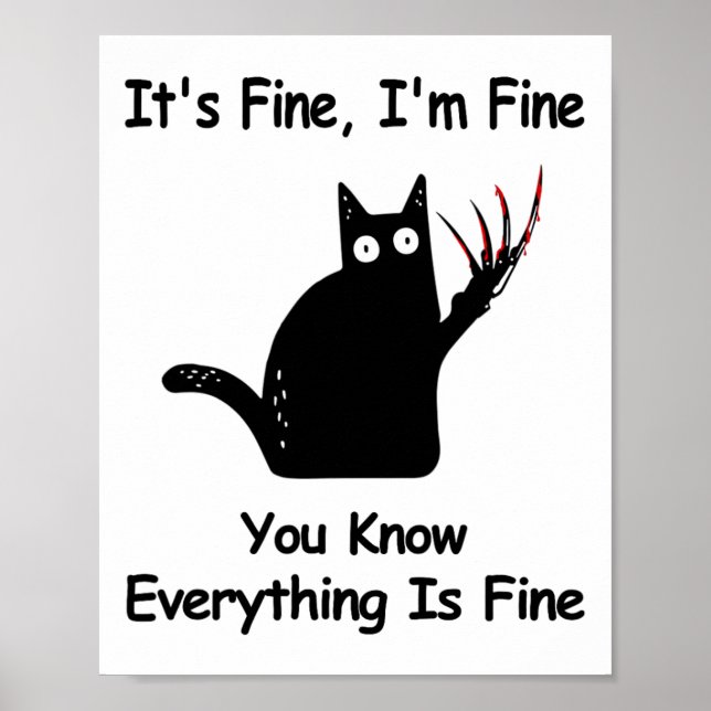 Póster It&# s Fine I&# m Fine You Know Funny Cat (Frente)