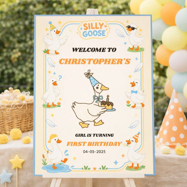 Póster It’s ONE Silly Goose Retro 1st Birthday Fun Modern (It’s ONE Silly Goose Retro 1st Birthday Fun Modern Poster
)