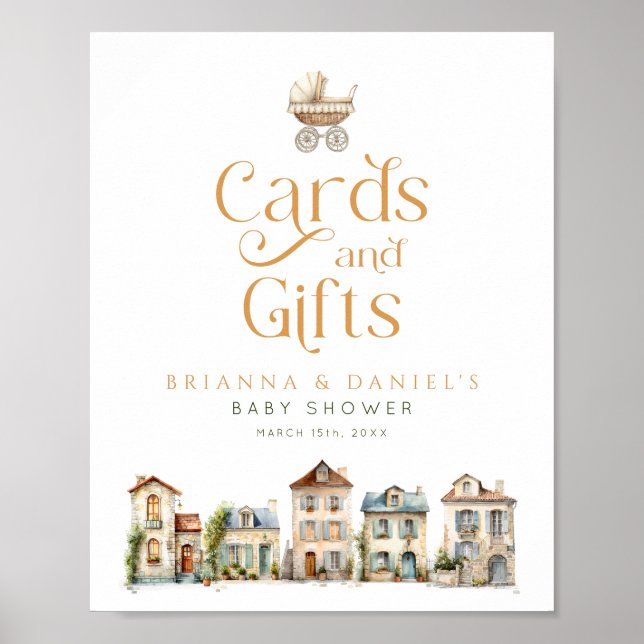 Póster It Takes a Village Cards and Gifts Baby Shower  (Frente)