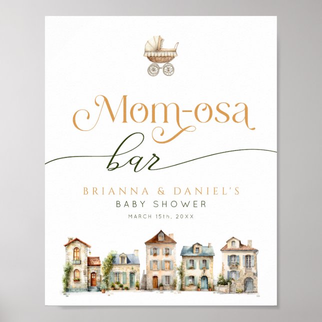 Póster It Takes a Village Mom-osa Bar Baby Shower Sign (Frente)