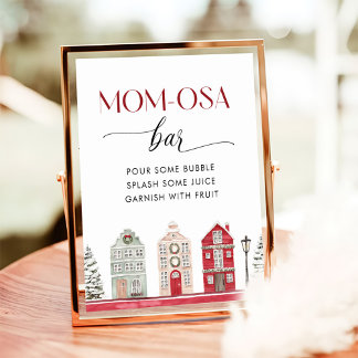 Póster It Takes a Village Winter Baby Shower Mom-osa Bar