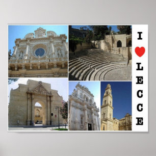 Póster Italia - Apulia - Salento - Lecce - I Love -