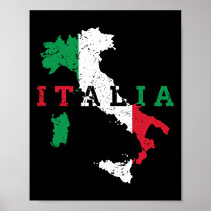 Póster Italia Bandera de Mapa Italiana Regalo de Orgullo 