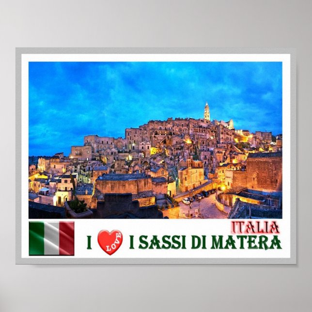Póster Italia - Basilicata - I Sassi di Matera - I Love - (Frente)