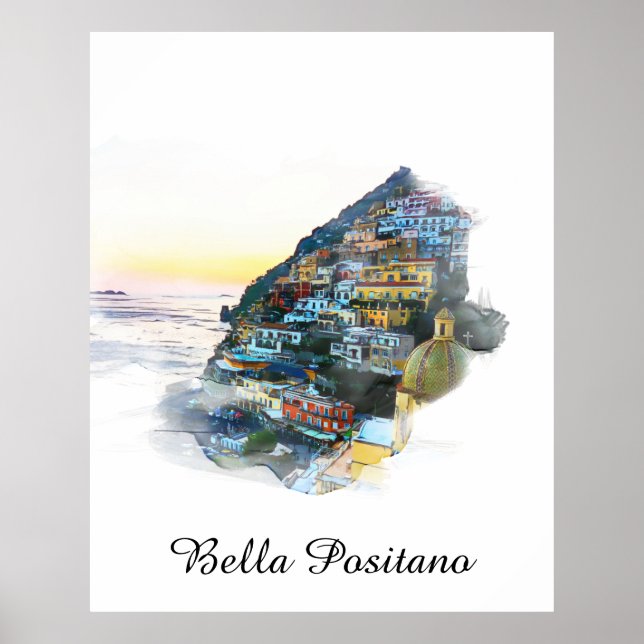Póster *~* Italia Bella Positano lengua italiana AP12 (Frente)
