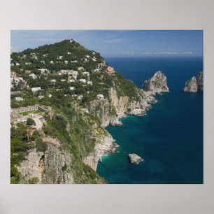 Póster ITALIA, Campania, (Bahía de Nápoles), CAPRI: