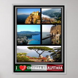 Póster Italia - Campania - Costa Amalfitana - I Love -