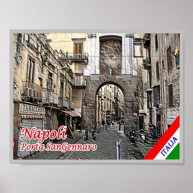Póster Italia - Campania - Nápoles - Porta San Gennaro - (Frente)