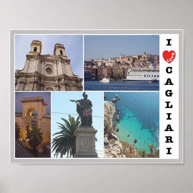 Póster Italia - Cerdeña - Cagliari - Me encanta (Frente)