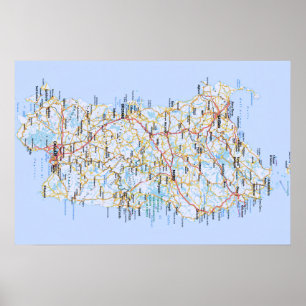 Póster Italia - Cerdeña - Mapa de Cerdeña -