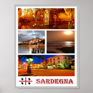 Póster Italia - Cerdeña - Mosaico -