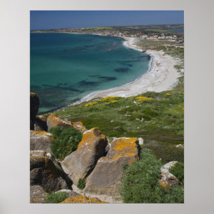 Póster Italia, Cerdeña, Tharros. Vista desde la española