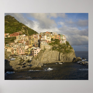 Póster Italia, Cinque Terre, Manarola. Pueblo en el acant