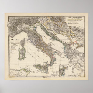Póster Italia, cisalpina de Gallia, Sicilia, Cerdeña