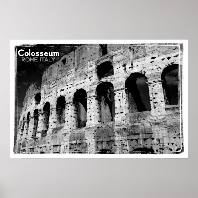 Póster italia cromada de colosseo vintage (Frente)