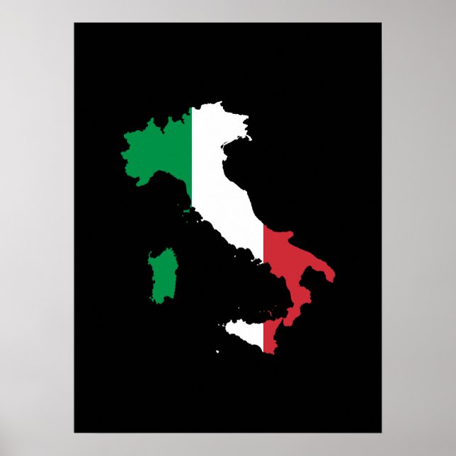 Póster Italia en colores de bandera (Frente)