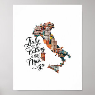 Póster Italia está llamando y debo ir - Italia Vacaciones