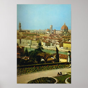 Póster Italia, Florencia, Panorama de la ciudad
