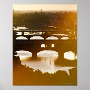 Póster Italia, Florencia, Ponte Vecchio y el río Arno en