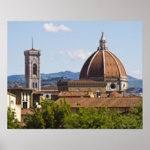 Póster Italia, Florencia, Vista de la Catedral de Florenc