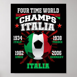 Póster Italia Fútbol Con Años De Copa Para La Fa Del Fútb