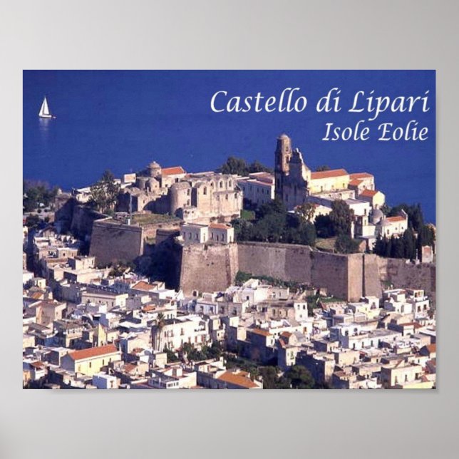 Póster Italia - Islas Eolias - Lipari - Castillo - (Frente)