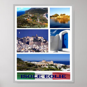 Póster Italia - Islas Eolias - Mosaico - Poster