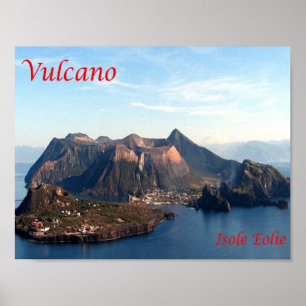 Póster Italia - Islas Eolias - Volcán Stromboli -