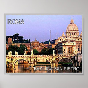 Póster Italia - Lacio - Roma - Basílica de San Pedro -