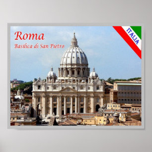Póster Italia - Lacio - Roma - Basílica de San Pedro -