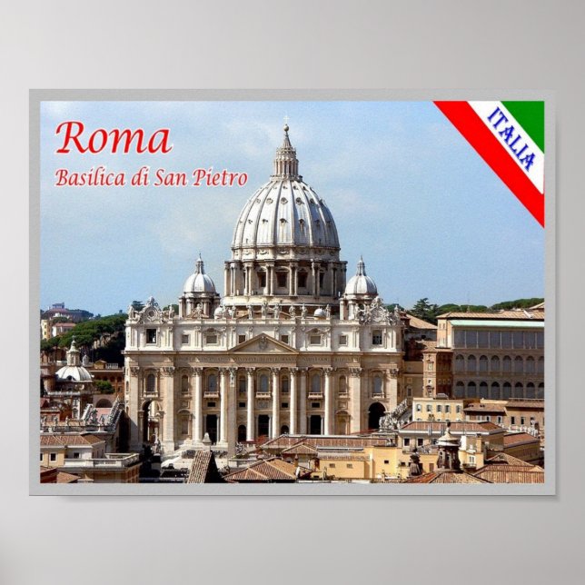 Póster Italia - Lacio - Roma - Basílica de San Pedro - (Frente)