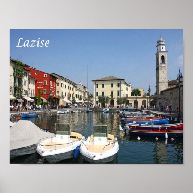 Póster Italia - Lago de Garda - Lazise - Puerto - (Frente)