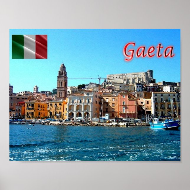 Póster Italia - Lazio - Gaeta Medioevale - Vistas al mar  (Frente)