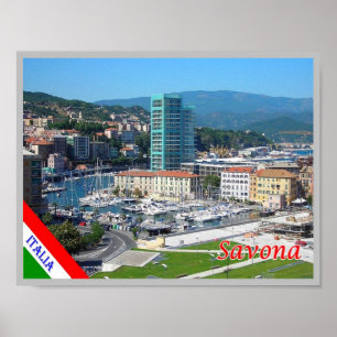 Póster Italia - Liguria - Savona - puerto -