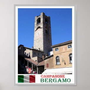Póster Italia - Lombardía - Bérgamo - Campanone -