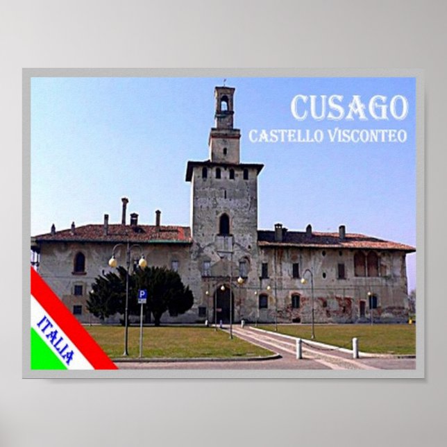 Póster Italia - Lombardía - Cusago - Castillo - (Frente)