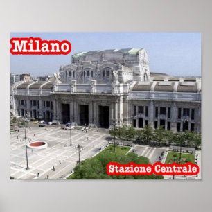 Póster Italia - Lombardía - Milán - Estación Central -