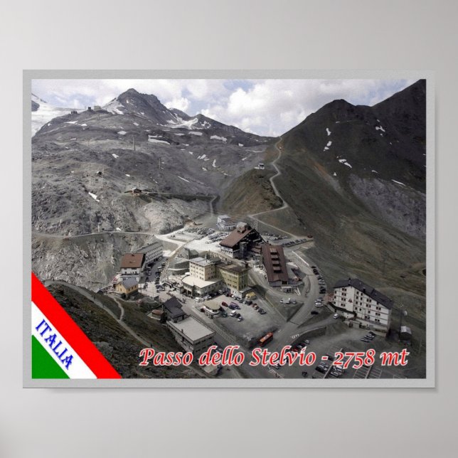 Póster Italia - Lombardía - Paso Stelvio - (Frente)