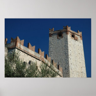 Póster Italia, Malcesine, Lago de Garda, Castillo Scalige