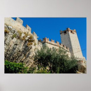 Póster Italia, Malcesine, Lago de Garda, Castillo Scalige